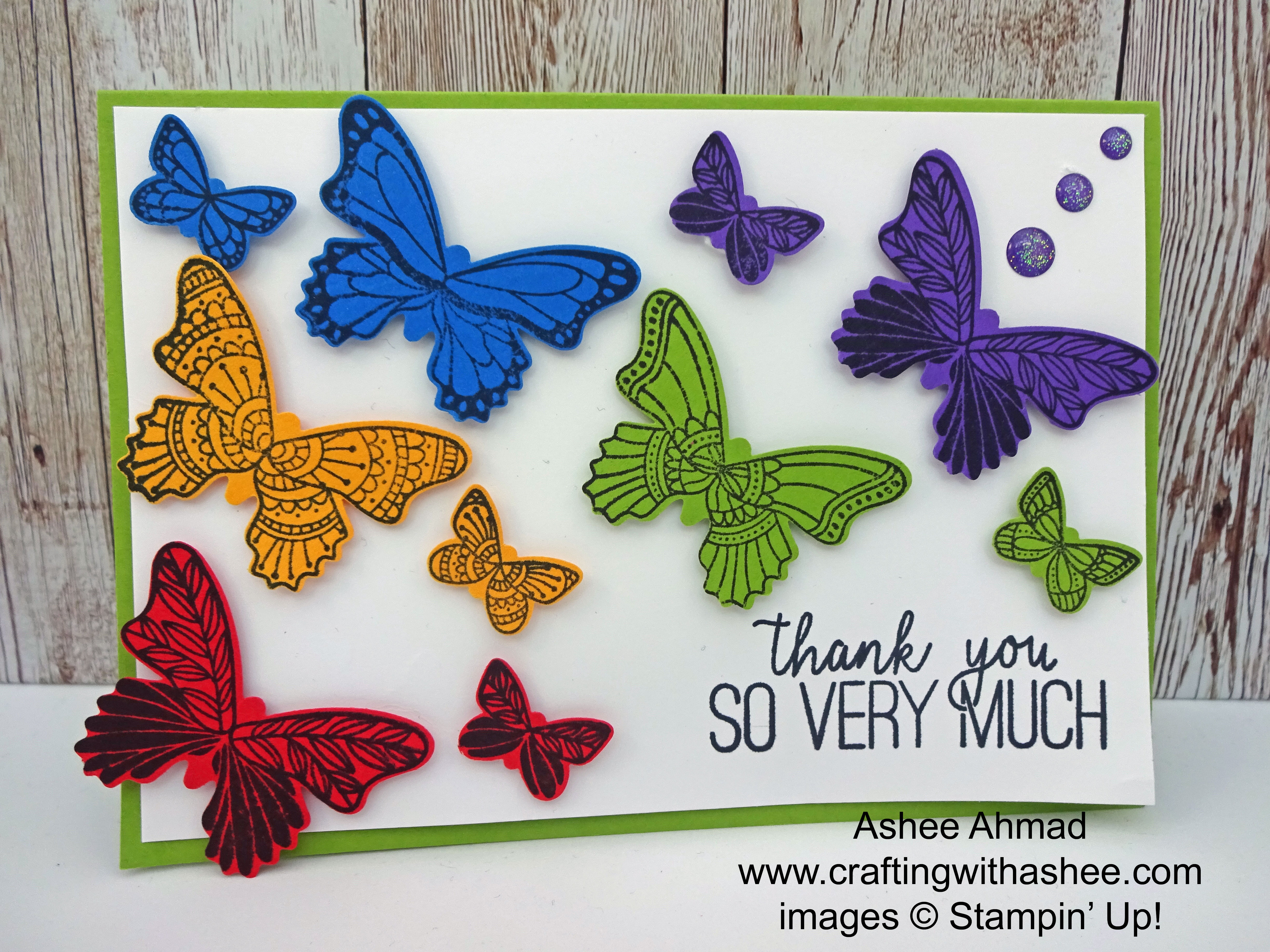 Rainbow of Butterflies Thank you Card – Crafting with Ashee ...